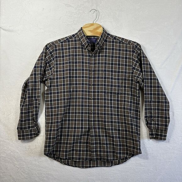 Pendleton Wool Button Down Shirt Men’s Size Large Plaid Brown - Picture 1 of 16